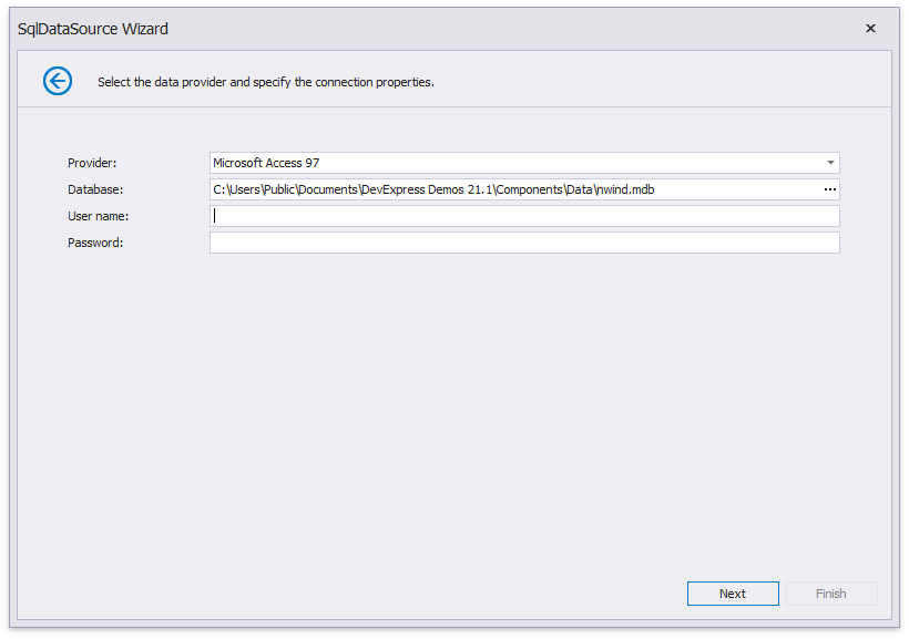 specify connection parameters