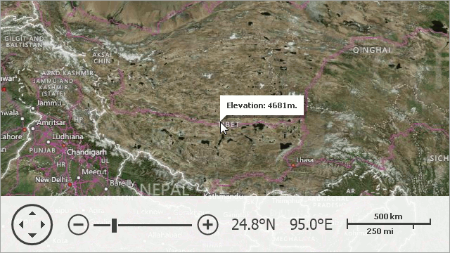 A map callout shows elevation for a geo point