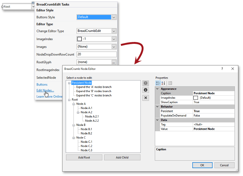 Breadcrumb - Edit Nodes at Design Time