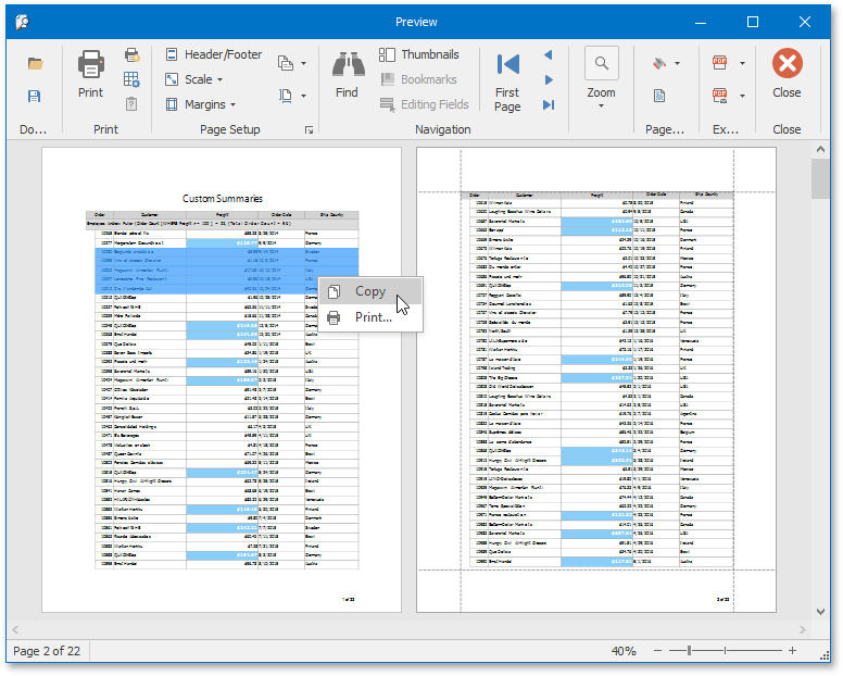 devexpress grid export pdf