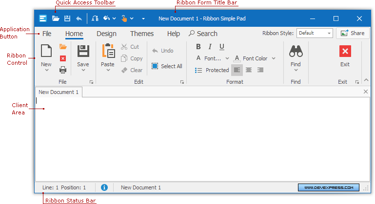 ribbon in windows forms