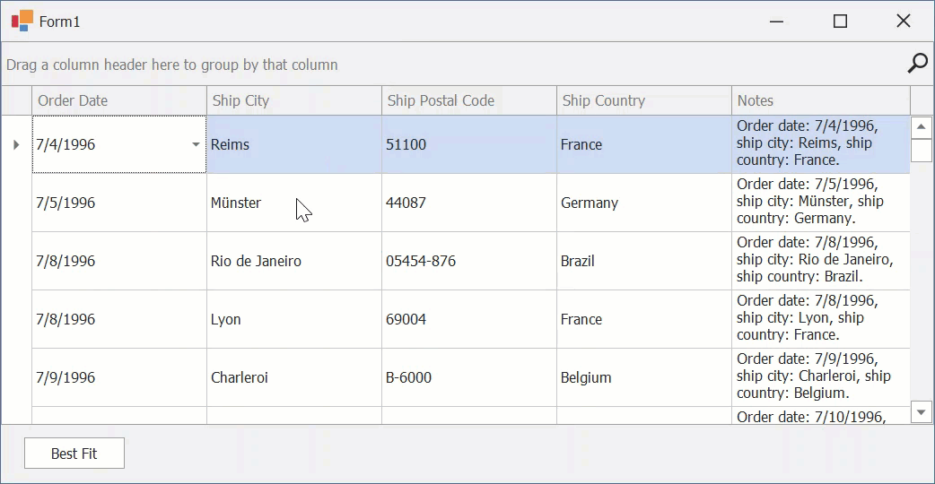 DevExpress WinForms Best Fit