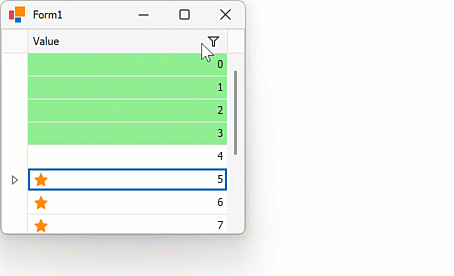 WinForms Data Grid - Conditional Format Filters Item in Filter Popup, DevExpress