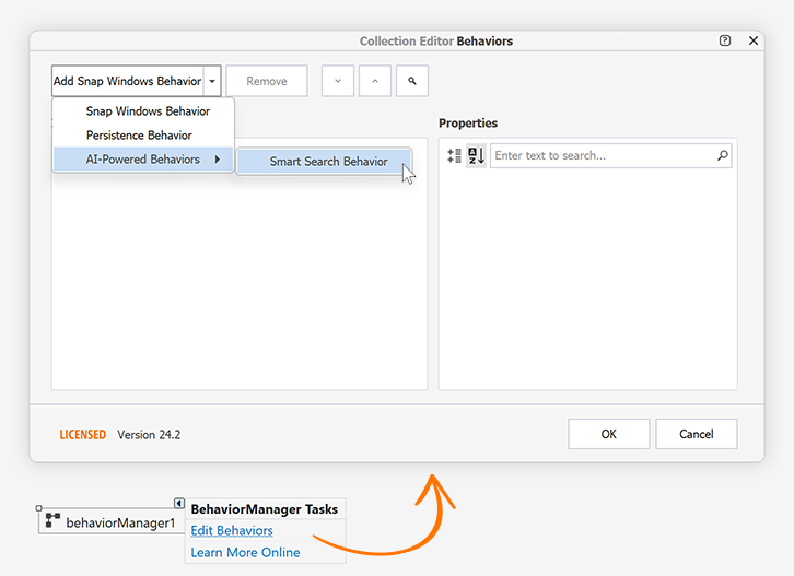 Create a SmartSearchBehavior at Design Time - WinForms UI Controls, DevExpress