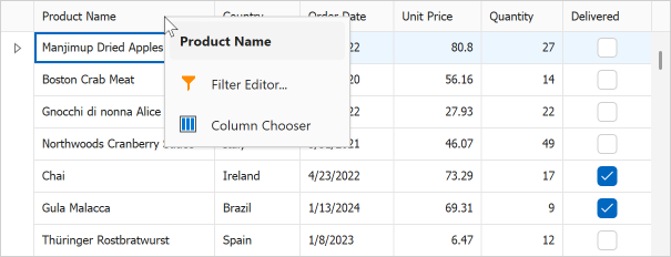 devexpress xamarin grid popup