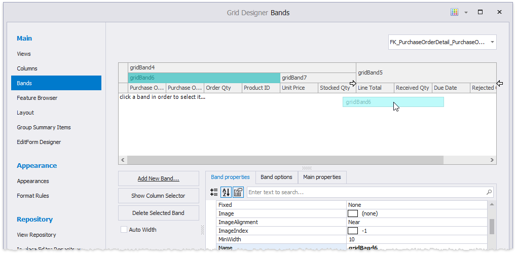 Data Grid - Bands - Drag Bands