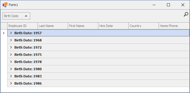 DevExpress WinForms Data Grid group DateTime values by year