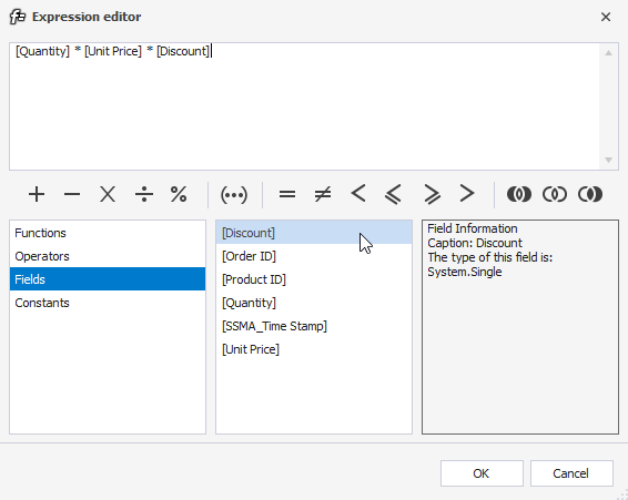 WinForms Data Grid create unbound expression in Expression Editor