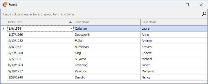 DevExpress WinForms Data Grid custom sorting in code