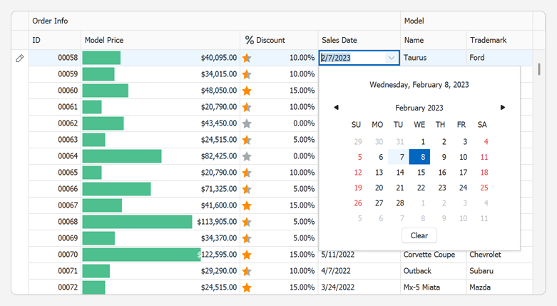 Data Grid - Date Edit In-Place Editor