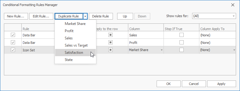 Duplicate a Rule - WinForms Data Grid, DevExpress