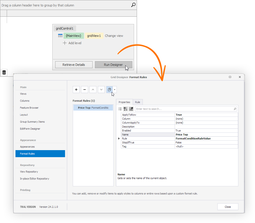 Duplicate a Rule - WinForms Data Grid, DevExpress