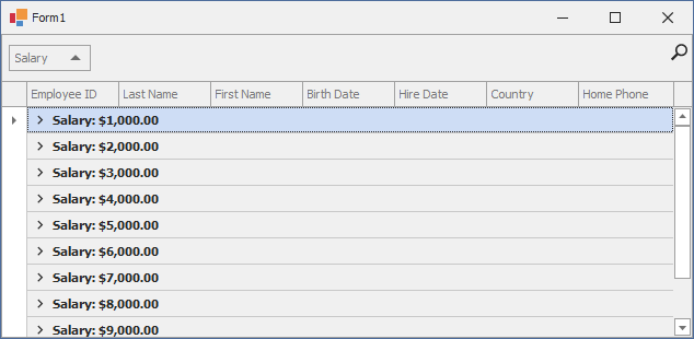 DevExpress WinForms Data Grid group numeric values by display text