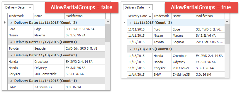 Data Grid - Grouping - Partial Groups