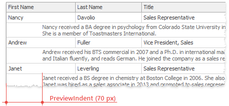 Data Grid - Preview Indent
