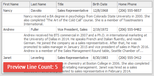 Data Grid - Preview Section - 5, on