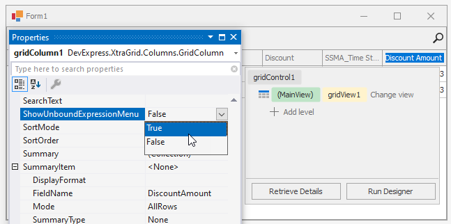 WinForms Data Grid set ShowUnboundExpressionMenu property for column