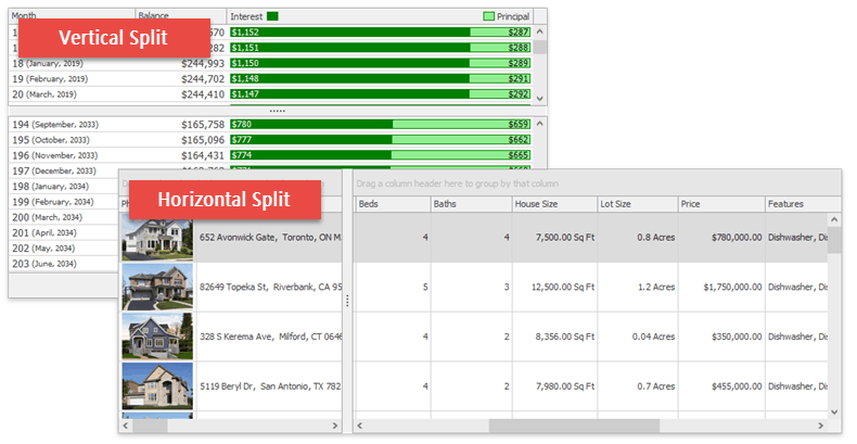 Data Grid - Split - Orientation