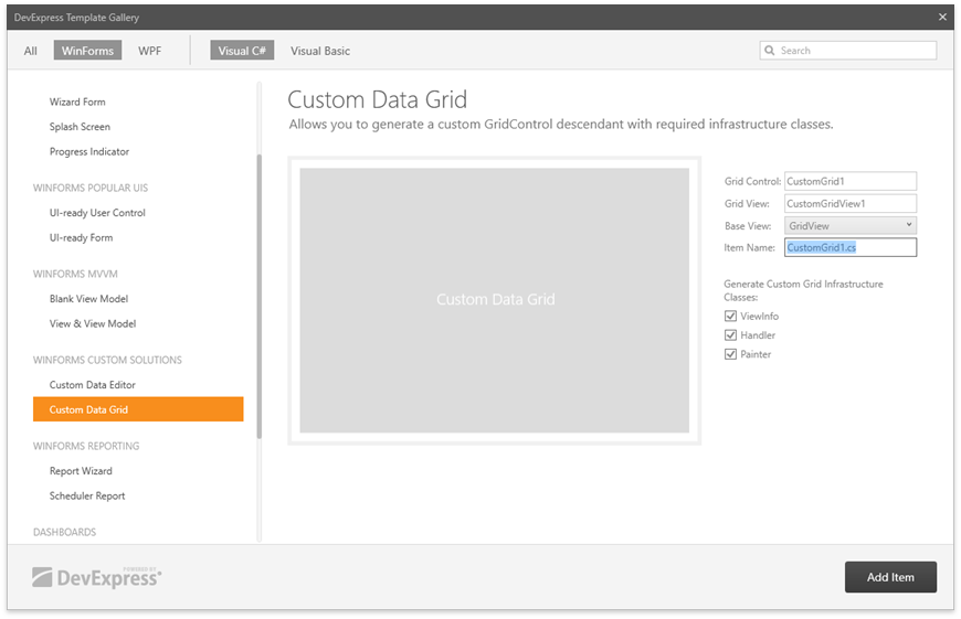 Data Grid - Views - Custom View