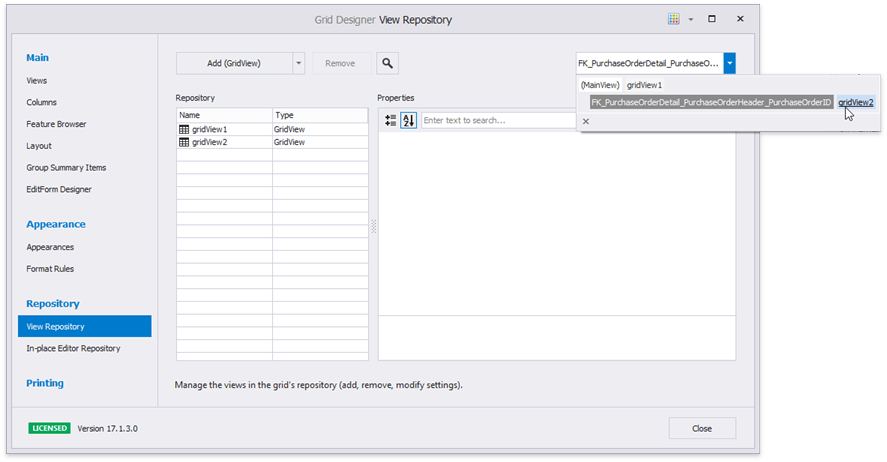 Data Grid - Views - View Repo