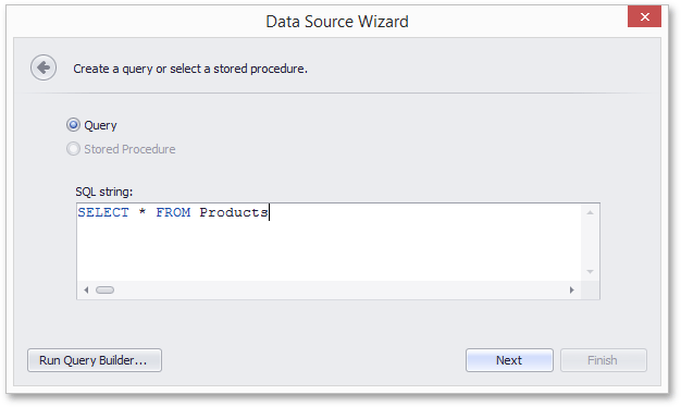 Data Source Wizard Custom SQL