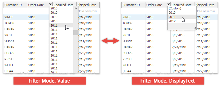 DataGrid - Filter Modes