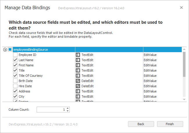 devexpress layout control