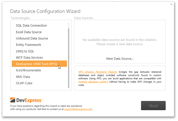 DataSourceConfigurationWizard_SelectXPO