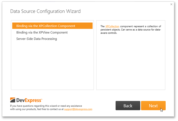 DataSourceConfigurationWizard_XPO_SelectBindingMethod