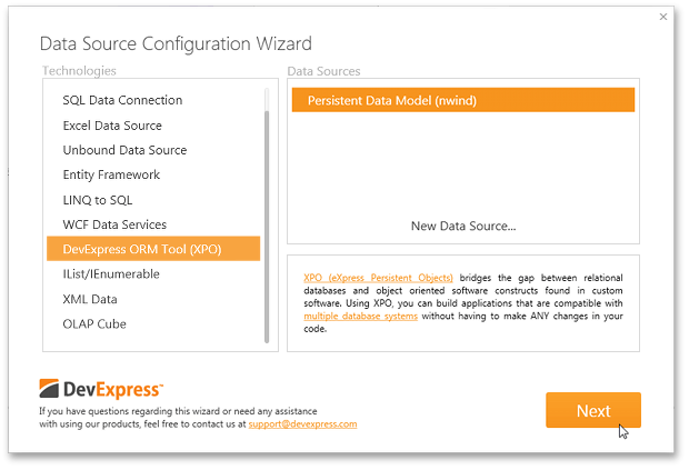 DataSourceConfigurationWizard_XPO_SelectModel