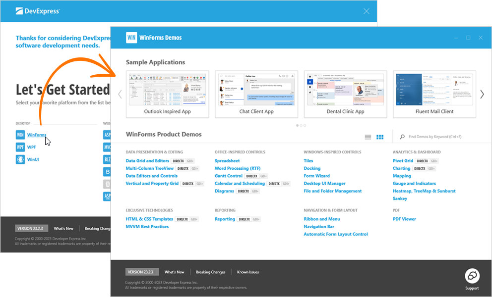 Demo Center - WinForms Demos, DevExpress