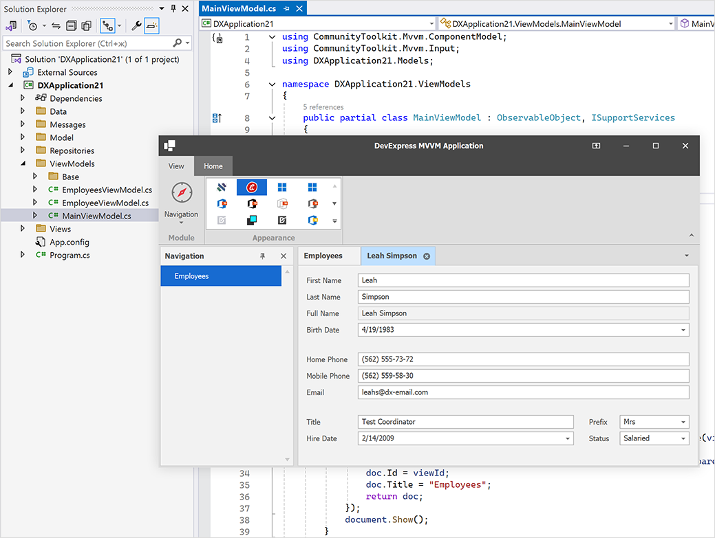 DevExpress Template Kit - MVVM Application for WinForms