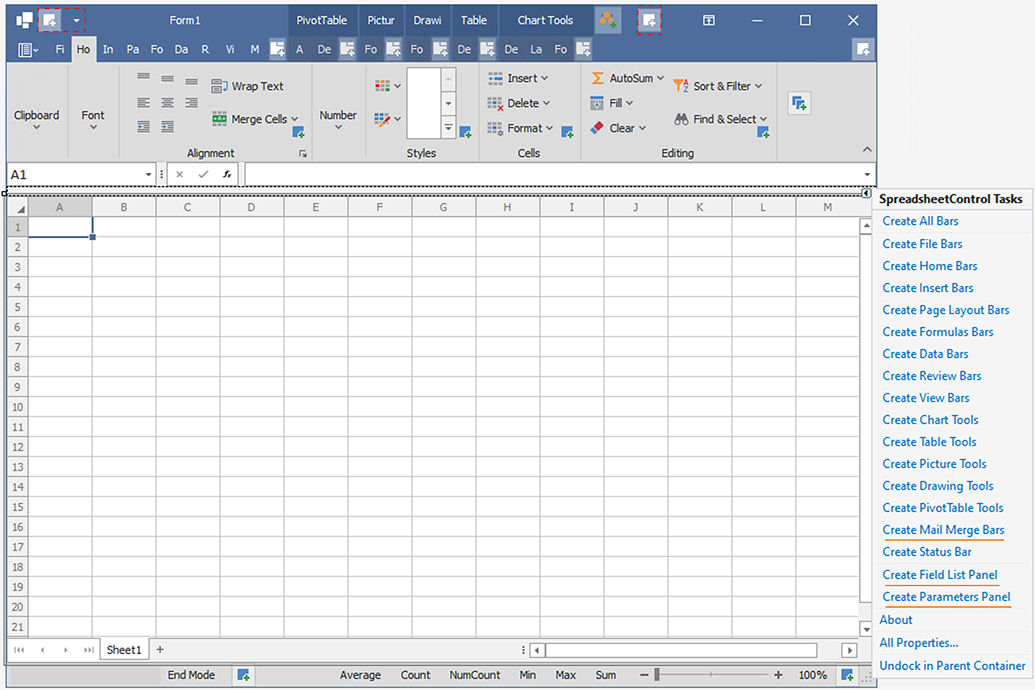 Spreadsheet Application - Enable the Mail Merge UI, DevExpress