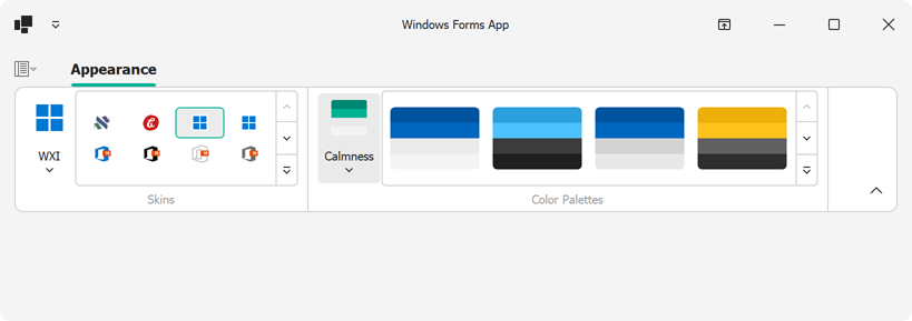 Display Skin Items in Ribbon UI - WinForms Controls