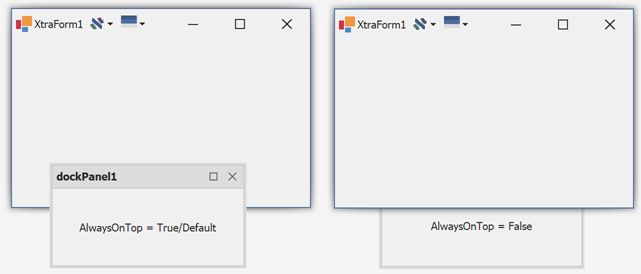 DockManager panels with and without the AlwaysOnTop setting