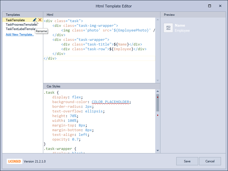 HTML Templates in Gantt Control | WinForms Controls | DevExpress  Documentation