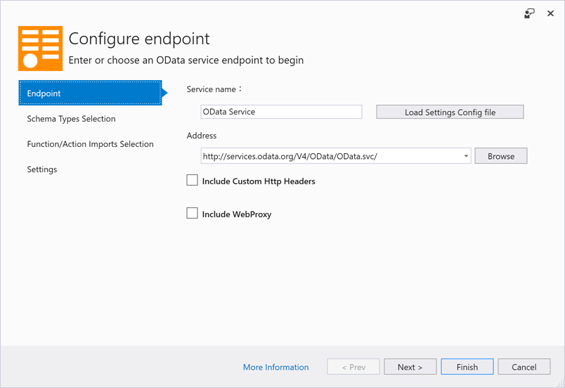 Configure Odata Connected Service Endpoint