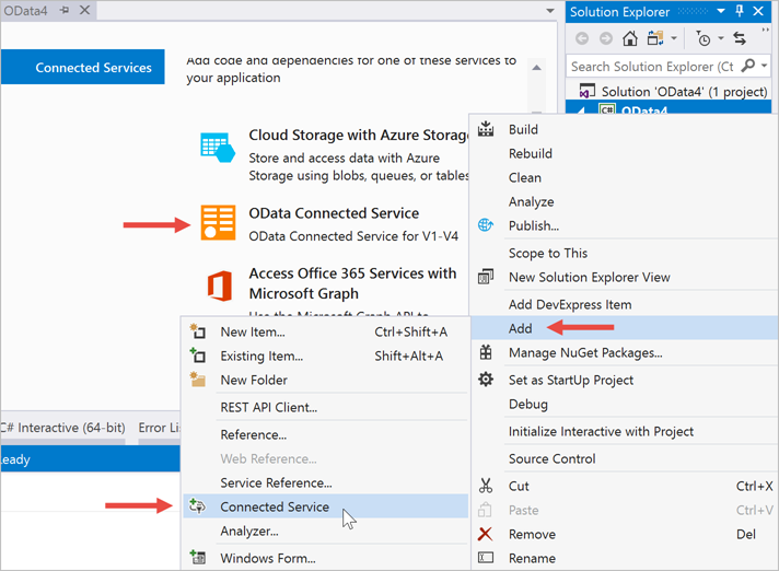 Add Connected Service to VS Project