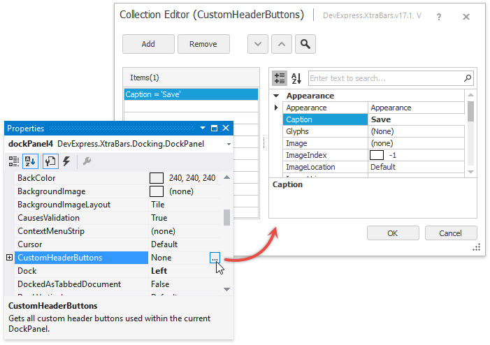 Header Buttons - WinForms Docking Library | DevExpress