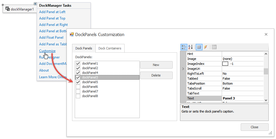 Docking2017 - Customization Dialog