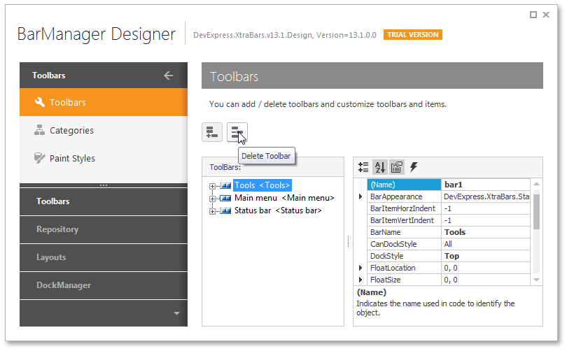 DockingUI - Delete Toolbar