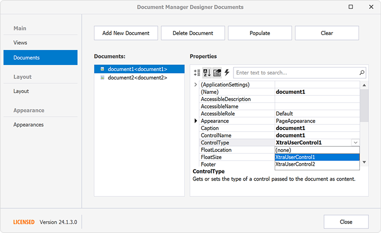 DockingUI - Document ControlName