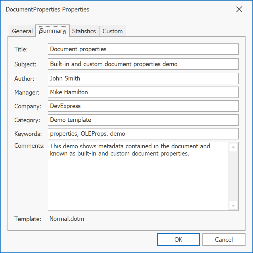 Document Properties Dialog Winforms Controls Devexpress Documentation Hot Sex Picture 9575