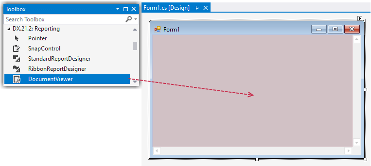 Drop the Document Viewer control from the Toolbox onto a form