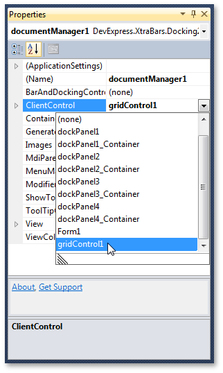 DocumentManager - Client Control VS Properties