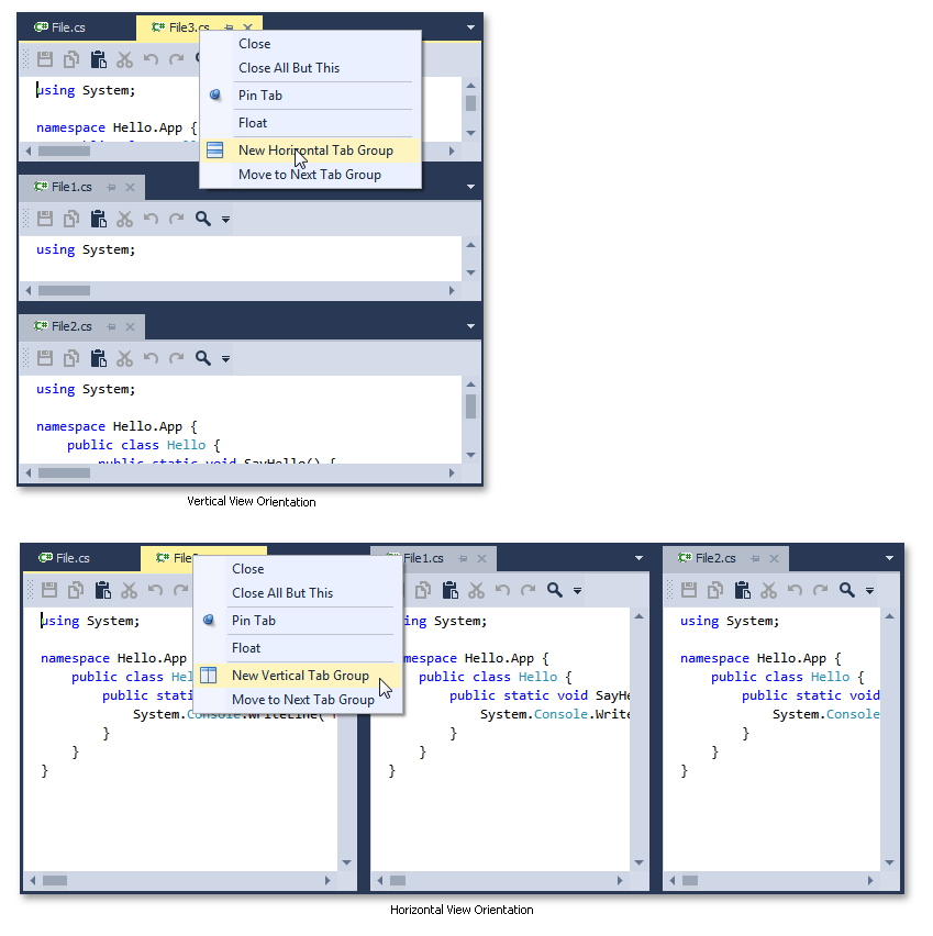 DocumentManager - TabbedView Groups Orientation