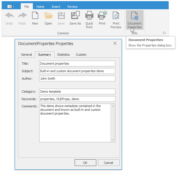 Rich Text Document Properties Winforms Controls Devexpress 9507