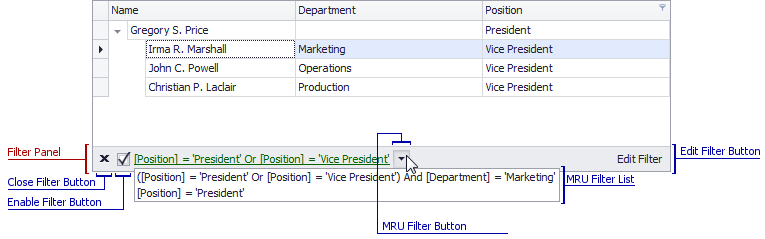 Filter Panel