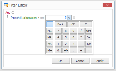 FilterControl - Custom Editor