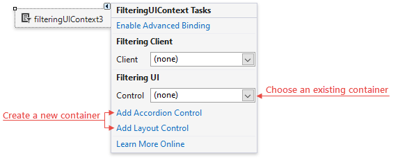 Filtering UI Context - Container